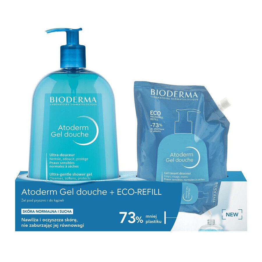 Bioderma Atoderm set, shower gel 1 l + eco refill, 1 l