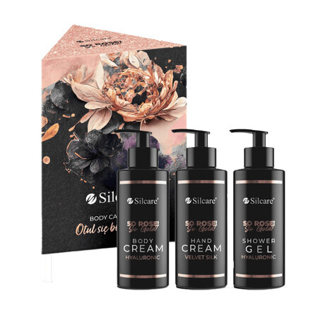 ¡Juego Silcare So Rose! ¡Así que oro! loción corporal, 250 ml + gel de ducha, 250 ml + crema de manos, 250 ml