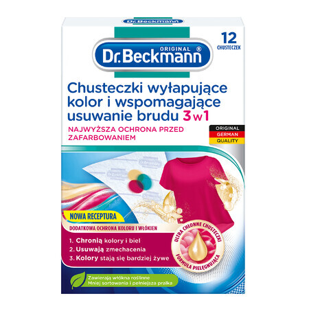 Dr. Beckmann 3in1 Color Fixing and Dirt Removal Wipes, 12 Pieces