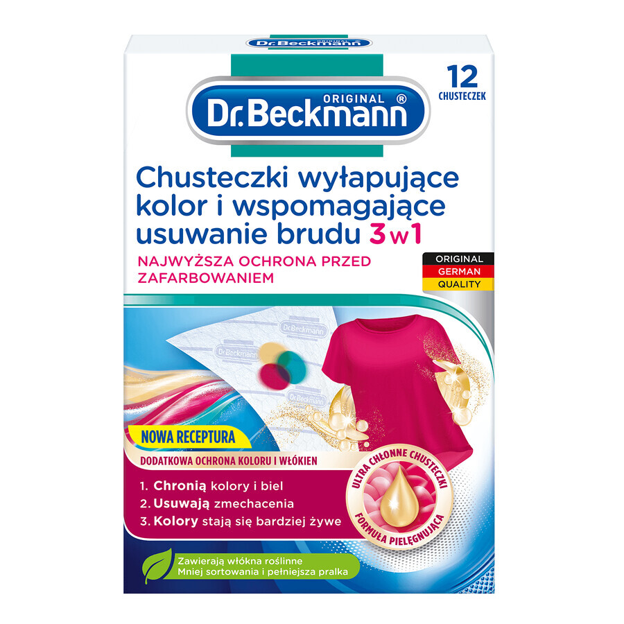 Dr. Beckmann 3in1 Color Fixing and Dirt Removal Wipes, 12 Pieces