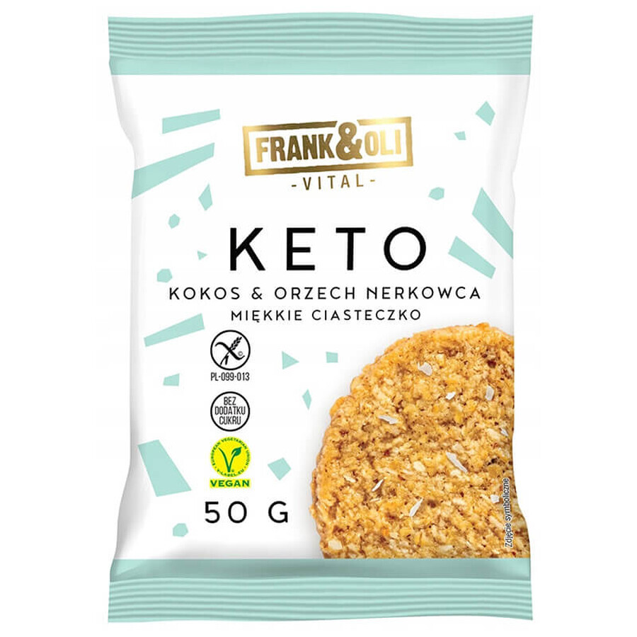 Frank&amp;Oli Keto, zachte koekjes, kokos + cashewnoten, 50 g