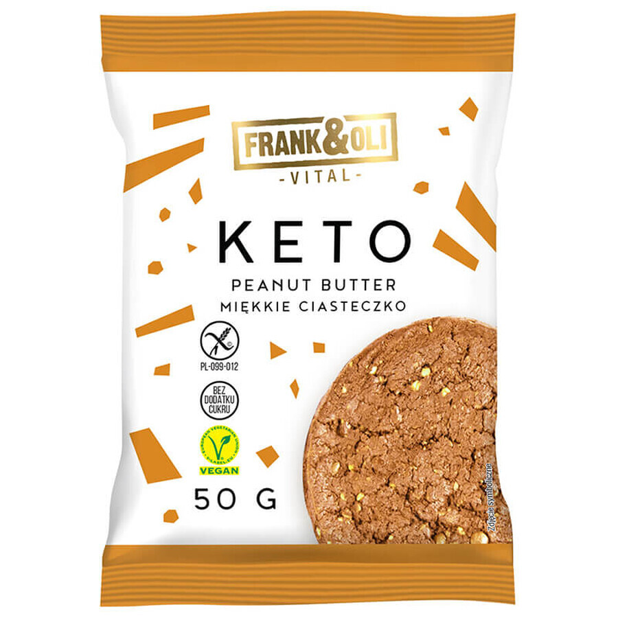 Frank&amp;Oli Keto, zachte biscuit, pindakaas, 50 g