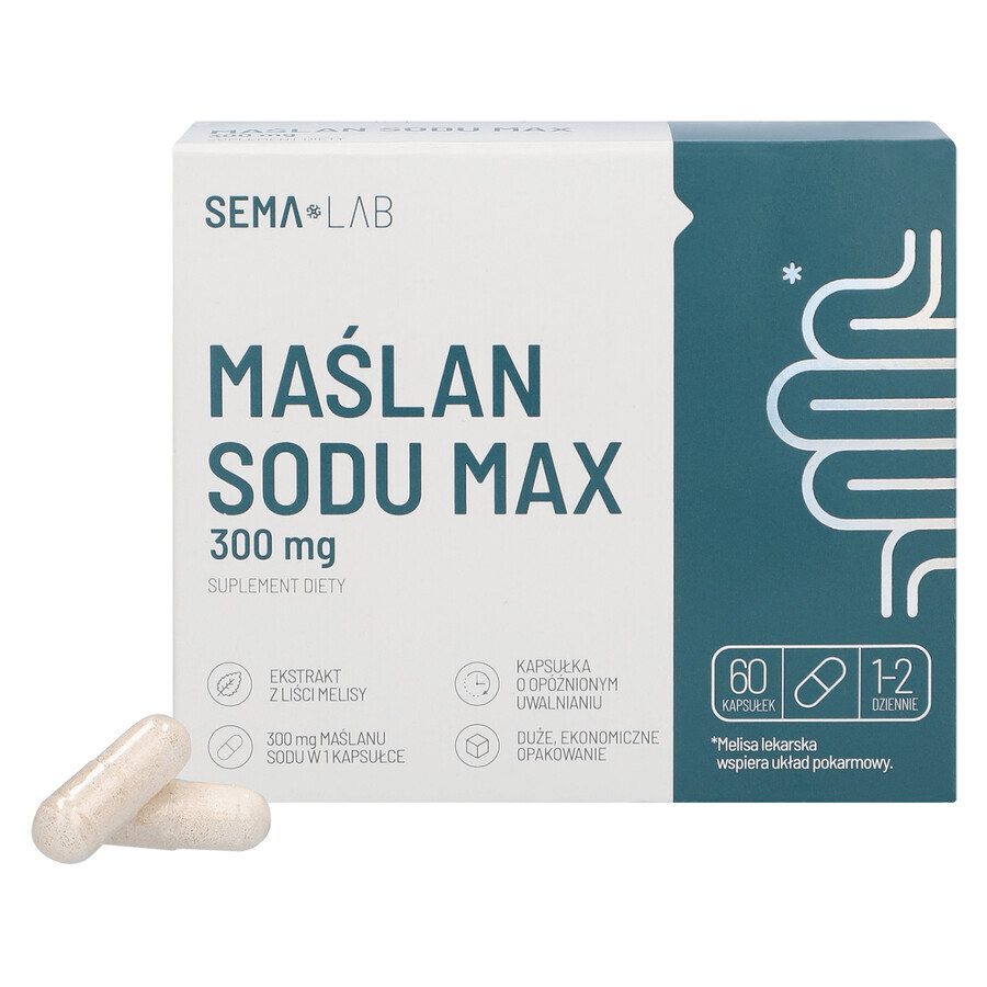 SEMA Lab Sodium Butyrate Max 300mg, 60 Delayed Release Capsules