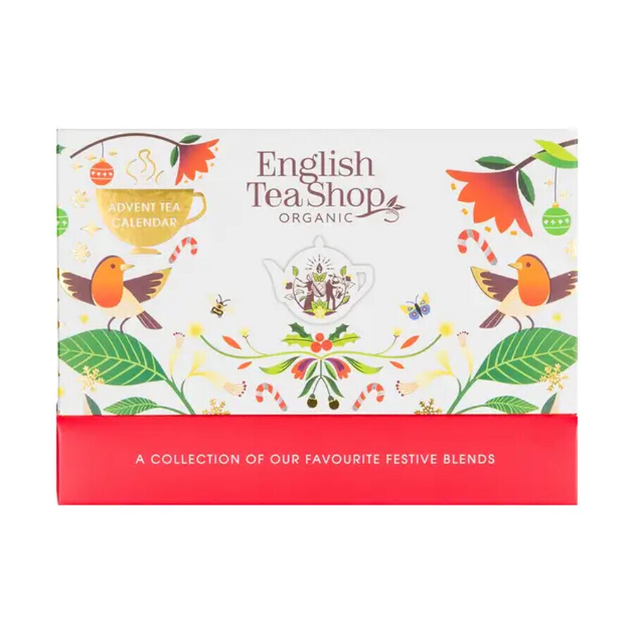 English Tea Shop Organic set, Luxe bio-thee adventskalender, 13 smaken, 1,78g x 25 builtjes