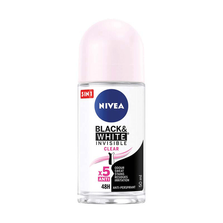 Déodorant roll-on Black & White Invisible Clear, 50 ml, Nivea