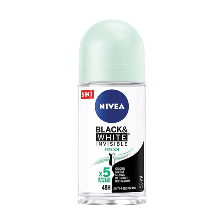 Déodorant roll-on Invisible Fresh noir et blanc, 50 ml, Nivea