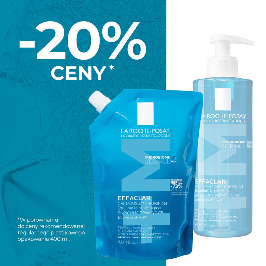 La Roche-Posay Effaclar, reinigingsgel voor de vette en gevoelige huid, reserve, 400 ml