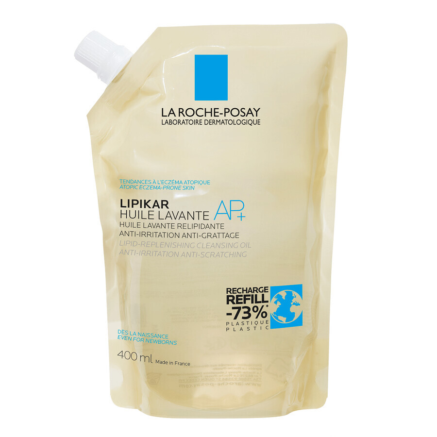 La Roche-Posay Lipikar AP+, lipide-aanvullende reinigingsolie, tegen huidirritatie, reserve, 400 ml