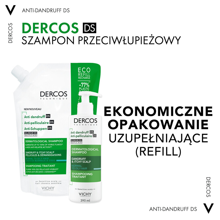 Vichy Dercos Anti Roos DS, antiroosshampoo, normaal en vet haar, reserve, 500 ml