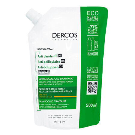 Vichy Dercos Anti Roos DS, antiroosshampoo, droog haar, bouillon, 500 ml