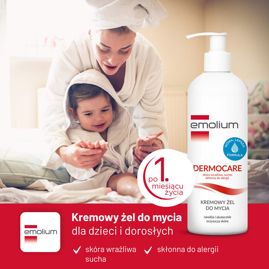 Set Emolium Dermocare, emulsión corporal, 400 ml + gel limpiador cremoso, 400 ml + emulsión de baño, 50 ml gratis