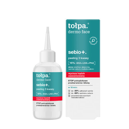 Tolpa dermo face sebio+, peeling, 3 acids, 50 ml