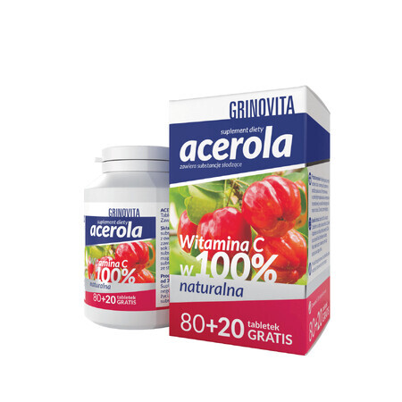 Grinovita Acerola, 80 pills + 20 free tablets