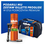 Set Gillette Proglide, maquinilla de afeitar, 1 pieza + cuchilla, 1 pieza + gel de afeitar, 200 ml + neceser, 1 pieza