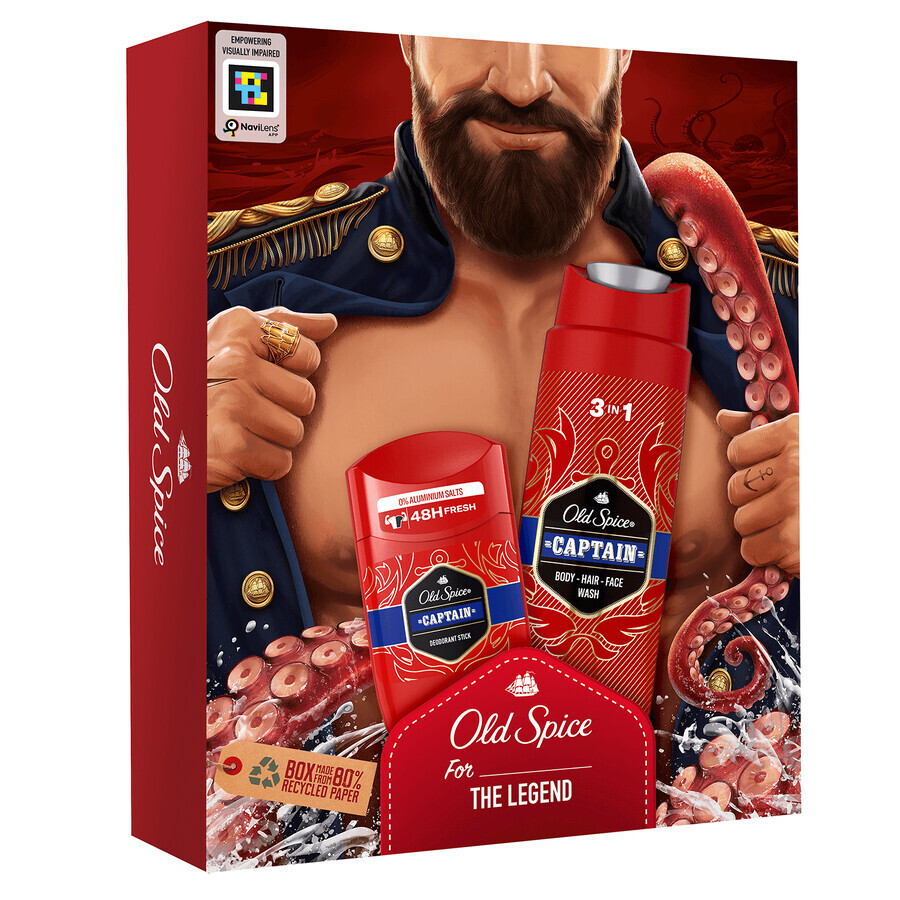 Set Old Spice Dark Captain, deodorant stick, Captain, 50 ml + shower gel 3 in 1, Captain, 250 ml