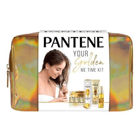 Pantene Kit Riparazione Intensiva, shampoo, 400 ml + balsamo, 200 ml + olio protettivo, 100 ml + fiale per capelli, 3 x 15 ml + trousse per il trucco