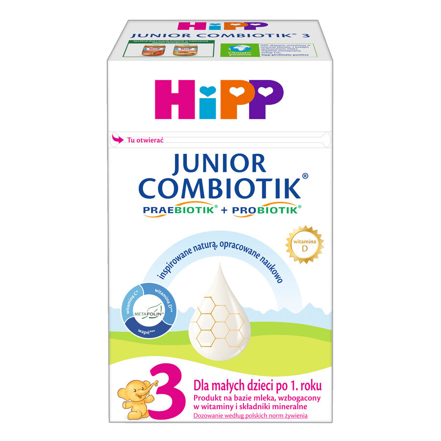 HiPP 3 Junior Combiotik, prodotto a base di latte, dopo 1 anno, 550 g