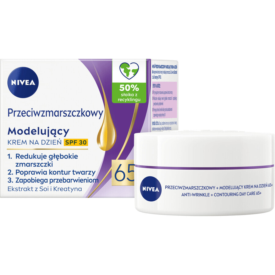 Nivea, cremă modelatoare antirid 65+, zi, SPF 30, 50 ml