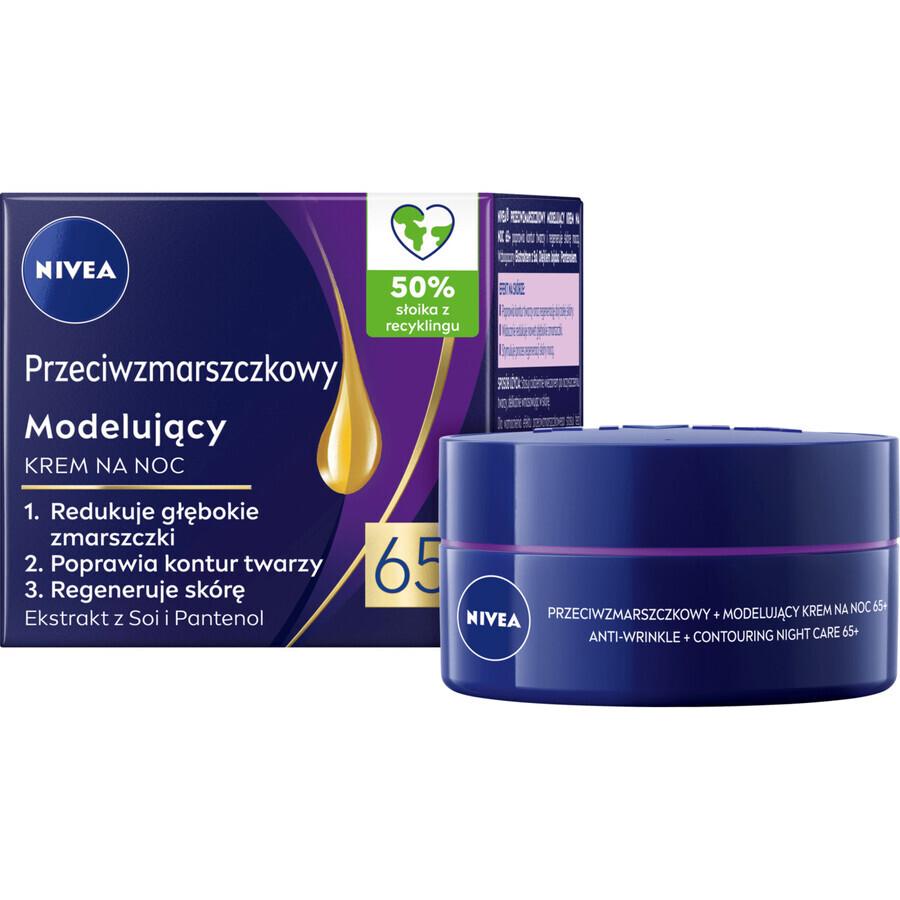 Nivea, cremă modelatoare antirid 65+, cremă de noapte, 50 ml