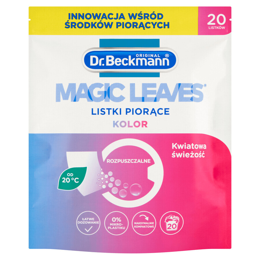 Dr. Beckmann Magic Leaves, wasdoekjes, kleur, 20 stuks