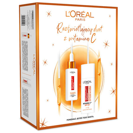 L'Oreal Revitalift Clinical Kit, aufhellendes Gesichtsserum, 12% reines Vitamin C, 30 ml + aufhellendes Fluid, SPF 50+, 50 ml