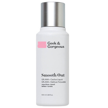 Geek &amp; Gorgeous Smooth Out, puissant exfoliant avec 12% d'acides AHA et une figue de barbarie apaisante, 100 ml