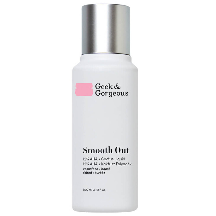 Geek &amp; Gorgeous Smooth Out, puissant exfoliant avec 12% d'acides AHA et une figue de barbarie apaisante, 100 ml