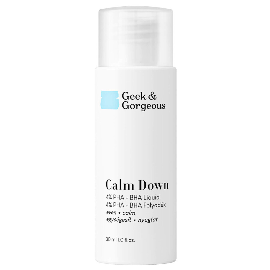 Geek &amp; Gorgeous Calm Down, zachte scrub met 4% PHA + BHA zuren, 30 ml