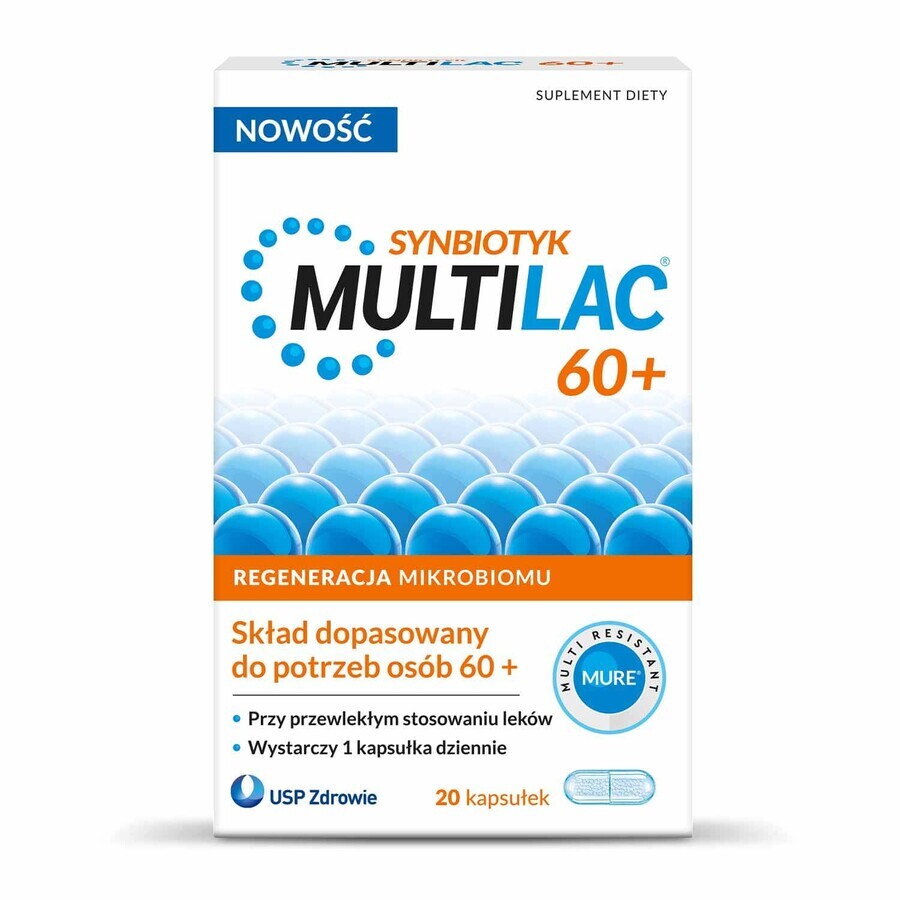 Multilac 60+ Synbiotic, 20 capsule