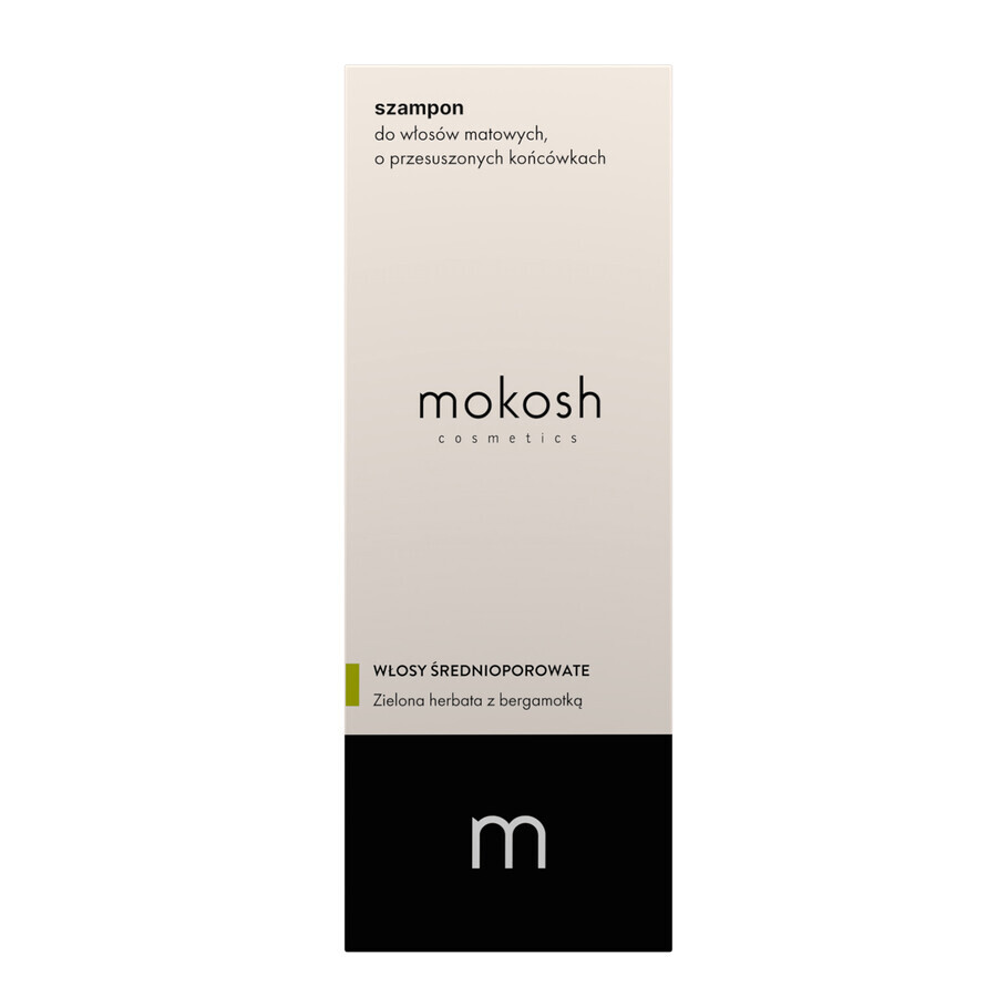 Mokosh, champú para cabello apagado y puntas secas, té verde con bergamota, 200 ml