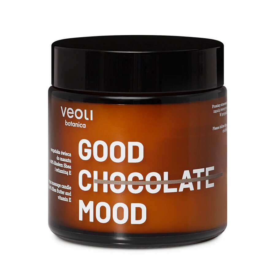 Veoli Botanica Good Chocolate Mood, veganistische massagekaars met 40% sheaboter en vitamine E, 100 ml