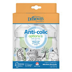 Dr Brown's Anti-colic Options+, biberon anti-colique, col large, jungle, 2 x 150 ml