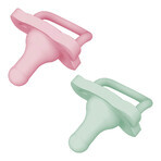 Dr Brown's Happy Paci, tétine de biberon en forme de tétine, silicone, rose/vert, 0-6 mois, 2 pièces