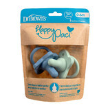 Dr Brown's Happy Paci Soothing Shaped Baby Bottle Nipple, Silicone, Blue/Green, 0-6 Months, 2 Pack