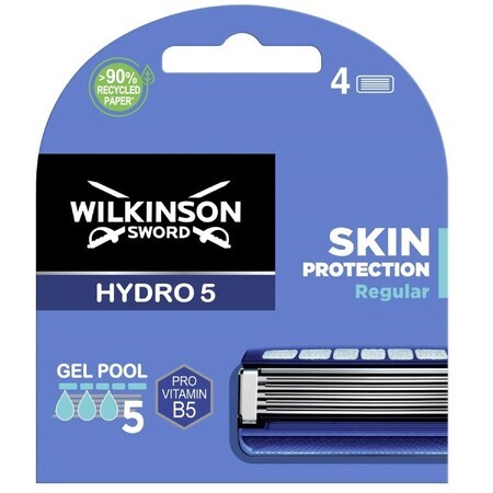 Wilkinson Sword Hydro 5, vervangingspatronen, Huidbescherming Regular, 4 stuks