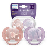 Avent Ultra Soft, fopspeen, siliconen, symmetrisch, neutraal, SCF091/09, 0-6 maanden, 2 stuks