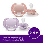 Avent Ultra Soft Pacifier, Silicone, Symmetrical, Girl, SCF091/31, 0-6 Months, 2 Pieces