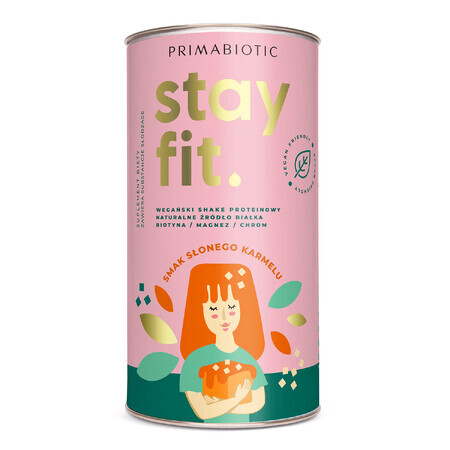 Primabiotic Stay Fit, veganistische proteïneshake, gezouten karamelsmaak, 500 g