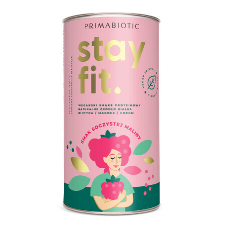 Primabiotic Stay Fit, vegan protein shake, juicy raspberry flavor, 500 g