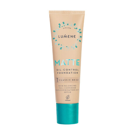 Lumene Matte, matterende foundation, Nr. 1, Klassiek beige, 30 ml