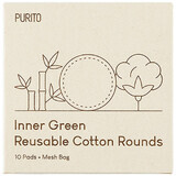 Inner Green herbruikbare textiele reinigingsdoekjes en opbergtasje, 10 stuks, Purito