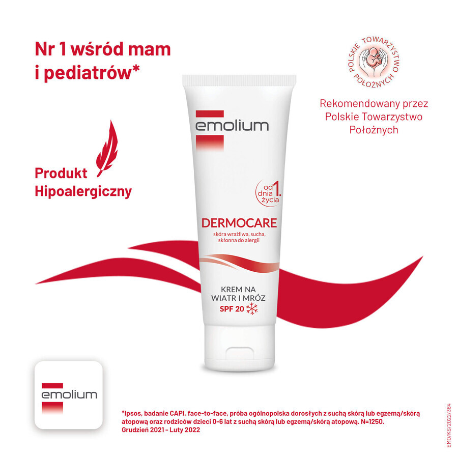 Set Emolium Dermocare, crème contre le vent et le gel, dès le premier jour, SPF 20, 2 x 75 ml + émulsion de bain, 50 ml gratuit