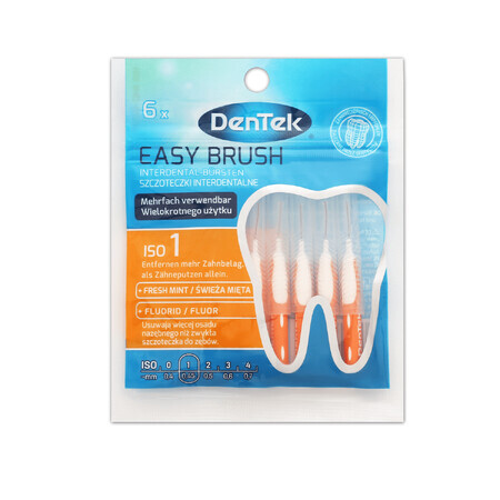 DenTek Easy Brush, brosses interdentaires, taille 1, 0.45 mm, 6 pièces