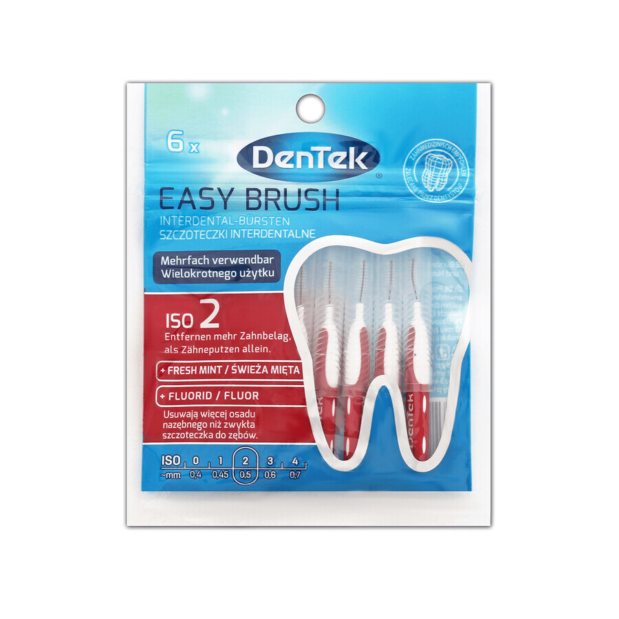 DenTek Easy Brush, interdental brushes, size 2, 0.5 mm, 6 pieces