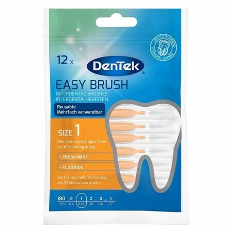 DenTek Easy Brush, interdental brushes, size 1, 0.45 mm, 12 pieces