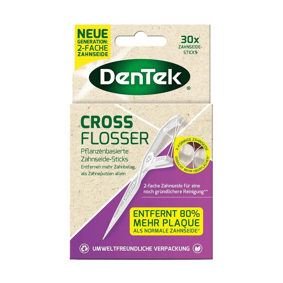 DenTek Cross Flosser, palillos con hilo dental, 30 piezas