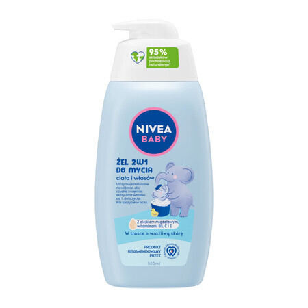 Nivea Baby, 2 in 1 cleansing gel for body and hair, from the first day, 500 ml