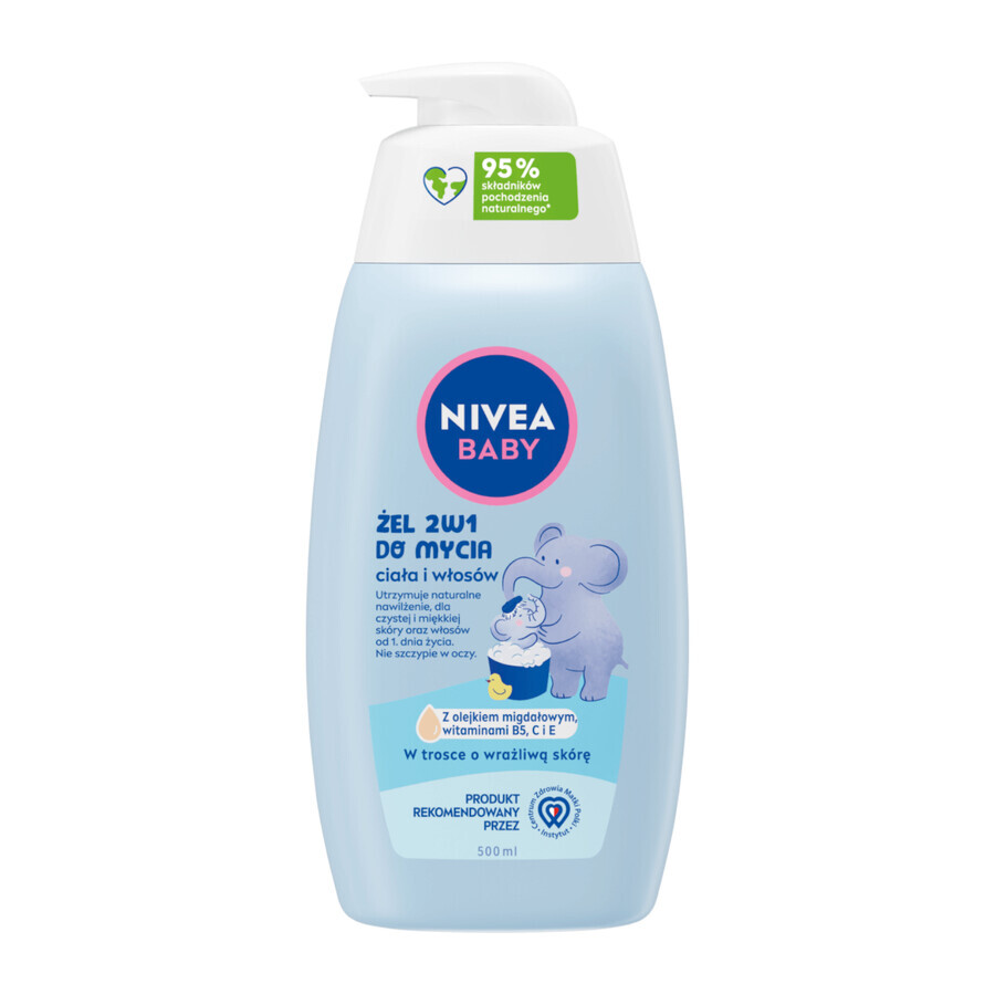 Nivea Baby, 2 in 1 cleansing gel for body and hair, from the first day, 500 ml