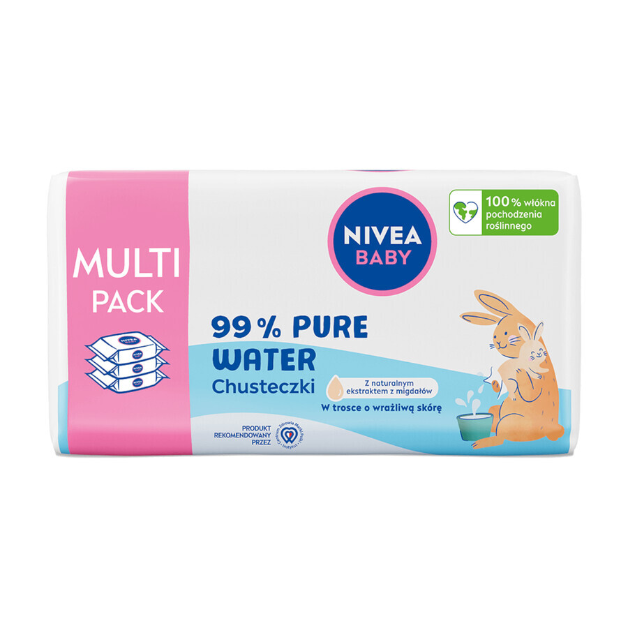 Nivea Baby 99% apă pură, șervețele umede biodegradabile, 3 x 57 bucăți