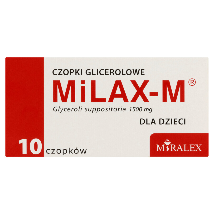 Milax-M 1500 mg, glycerolzetpillen voor kinderen, 10 eenheden